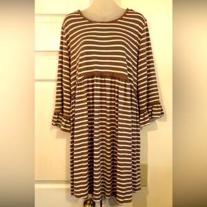Jodifl brown and white striped dress. Size Large